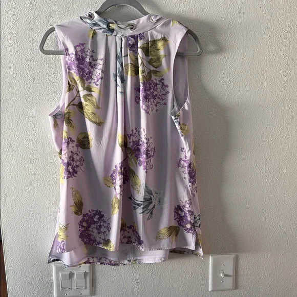 White House Black Market Floral Sleeveless Blouse - Purple and Yellow - Picture 1 of 6